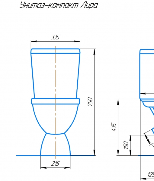 Унитаз-компакт Лира синий декор