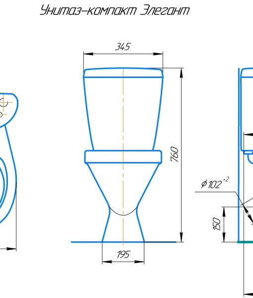 Унитаз-компакт Элегант синий декор