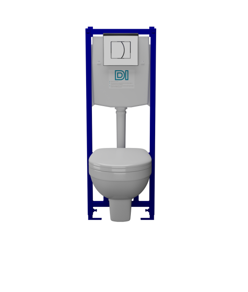 Комплект: Унитаз Рио подвесной с сиденьем, инсталляцией DI c хром панелью
