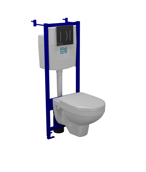 Комплект: Унитаз Рио подвесной с сиденьем, инсталляцией DI c хром панелью